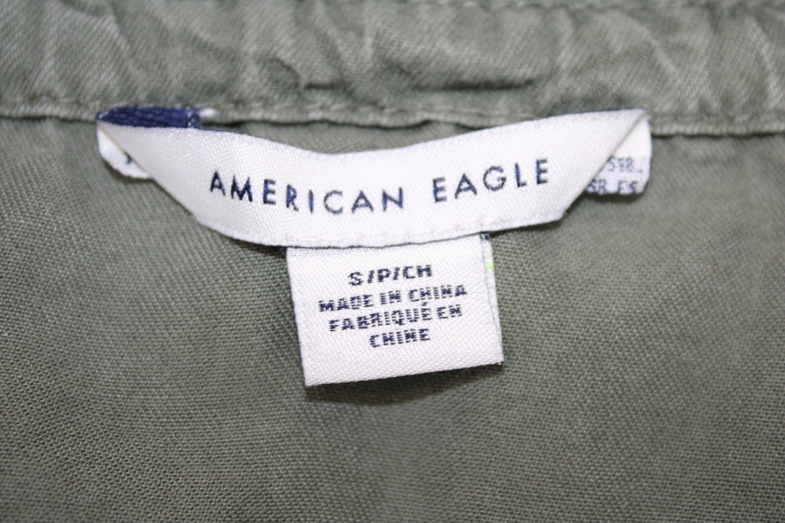 American Eagle Cropped Scrunch Trim Blouse Top Green Women's Sz Small / Petite