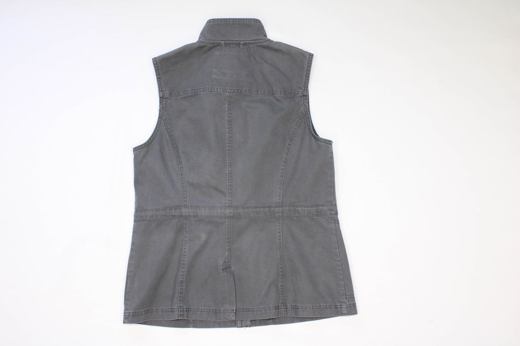A New Day Women's Medium Dark Grey Canvas Utility Vest Safari Jacket Full Zip