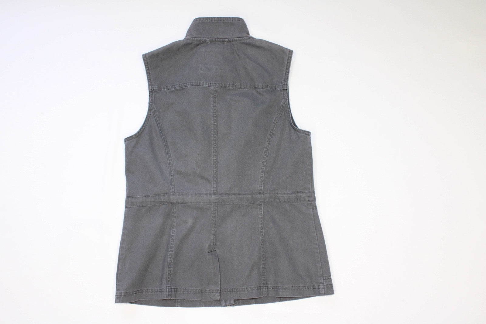 A New Day Women's Medium Dark Grey Canvas Utility Vest Safari Jacket Full Zip