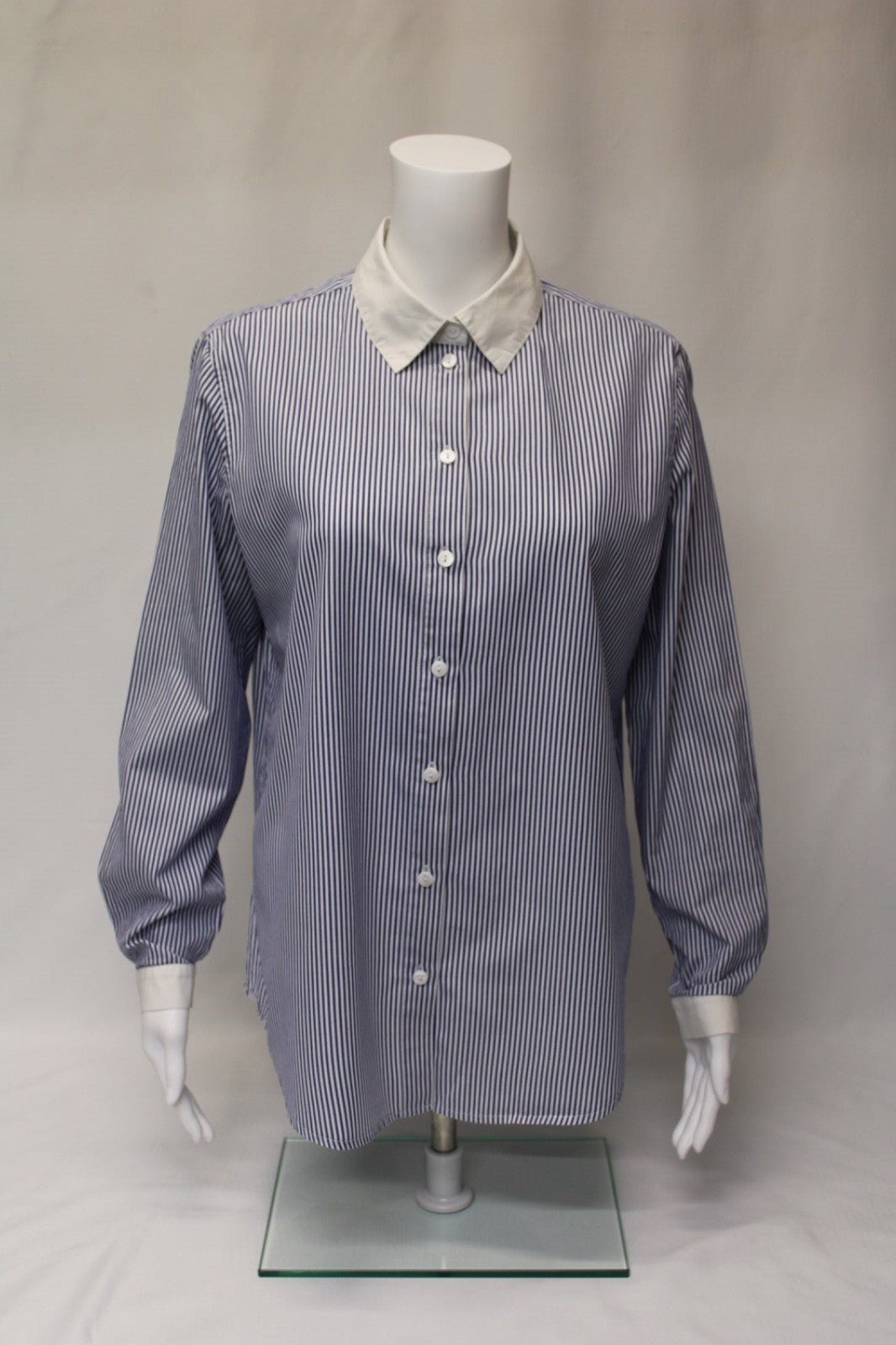 Alec Les Filles Casual Striped Full Button Down LS Blouse Top Women's Sz Small