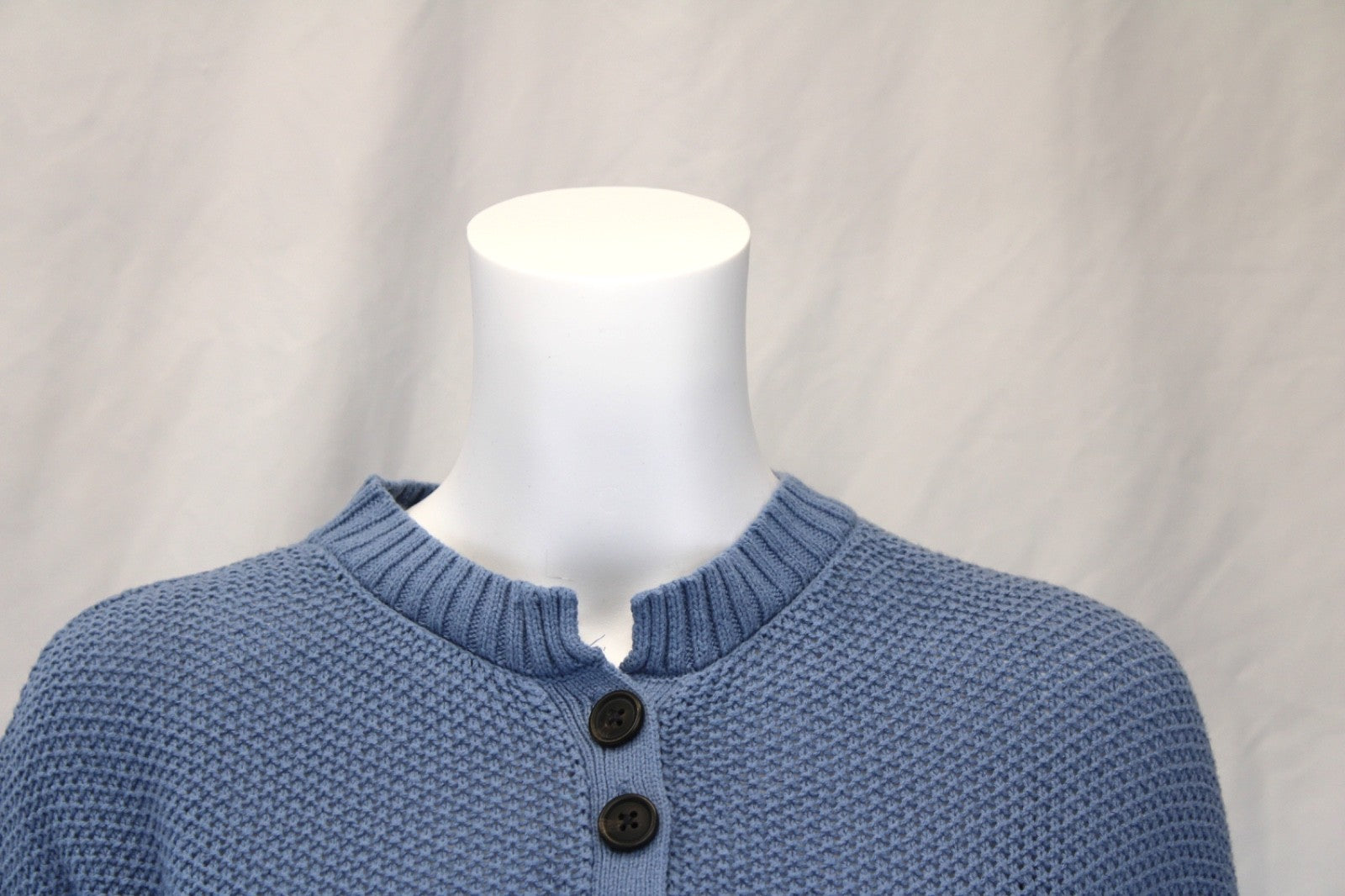 American Eagle Quarter Button Henley Waffle Knit Sweater Blue Women's Size Small
