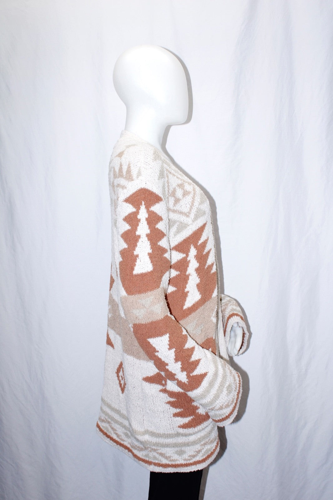 Alter'd State Aztec Print Sherpa Open Front Long Cardigan Women's Size Medium