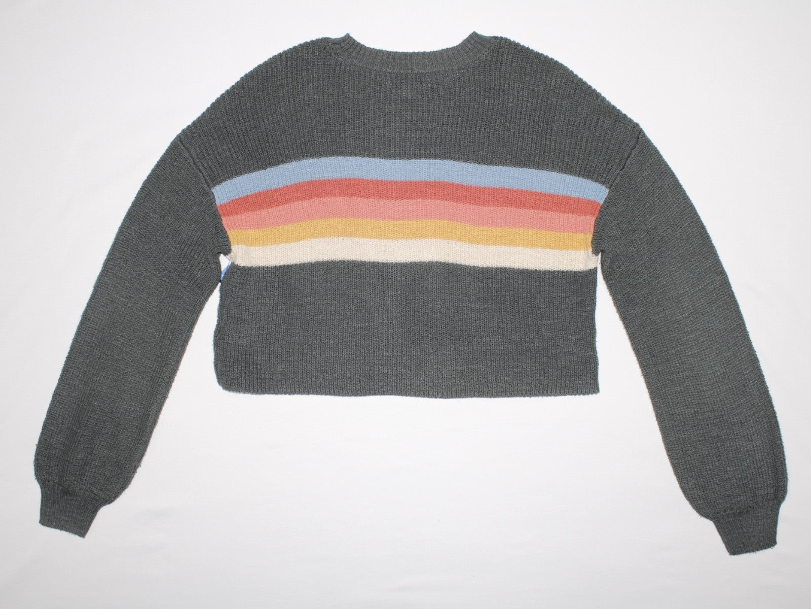 American Eagle Outfitters Rainbow Striped Cropped Crewneck Sweater W Medium