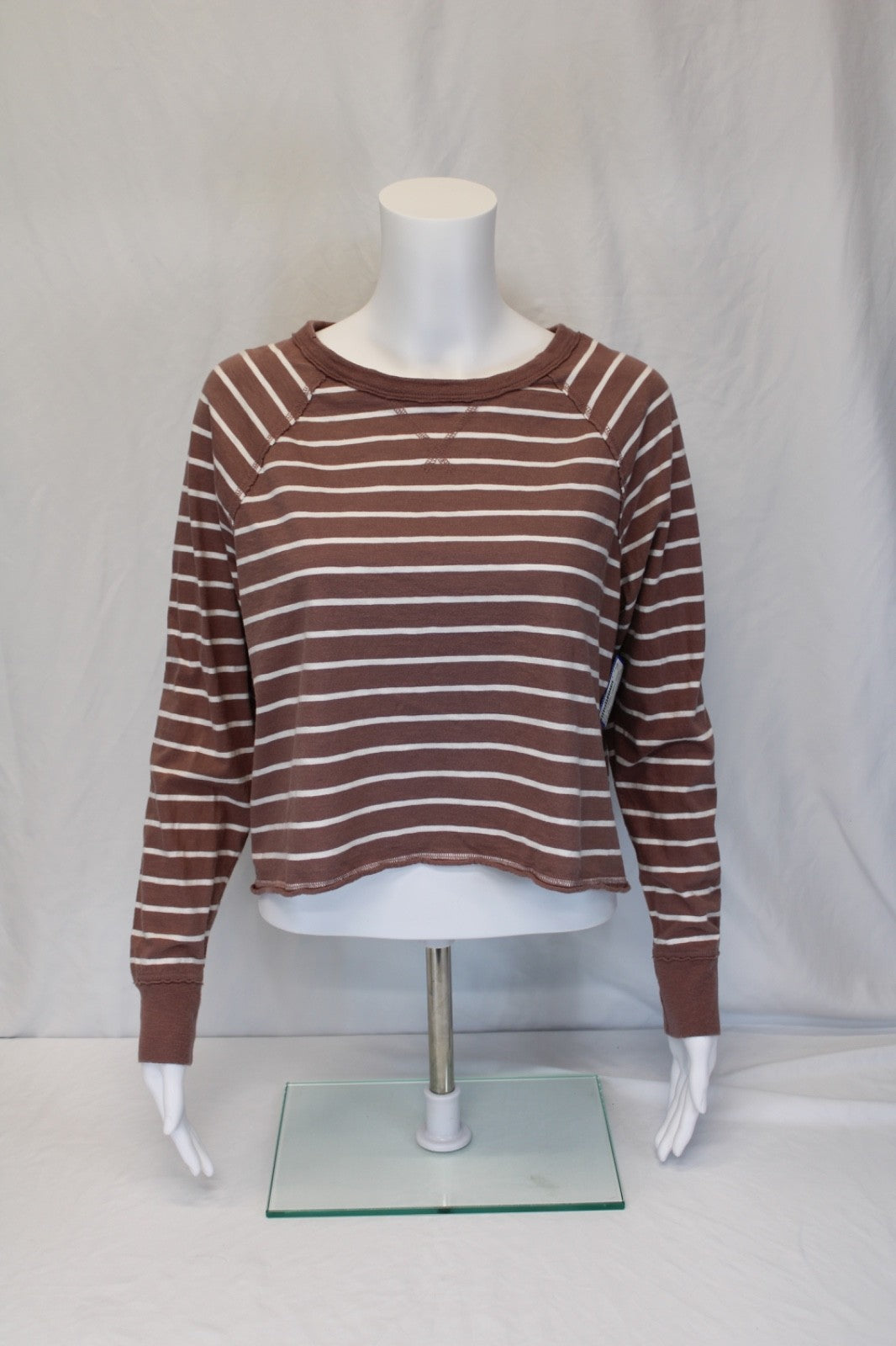 Aerie Cropped Long Sleeve Striped Top Women's Size XS