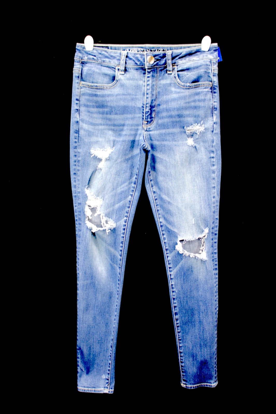 American Eagle Outfitters Jeans Women Size 6 Blue Denim Super Stretch Distressed