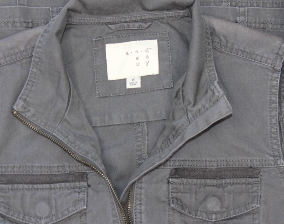 A New Day Women's Medium Dark Grey Canvas Utility Vest Safari Jacket Full Zip