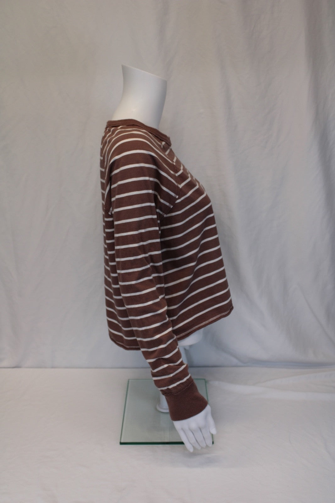 Aerie Cropped Long Sleeve Striped Top Women's Size XS