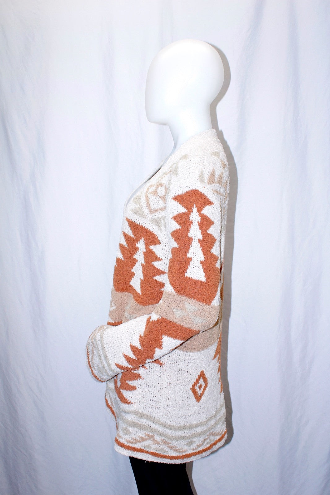 Alter'd State Aztec Print Sherpa Open Front Long Cardigan Women's Size Medium