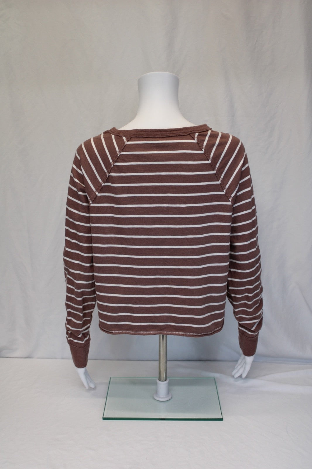 Aerie Cropped Long Sleeve Striped Top Women's Size XS