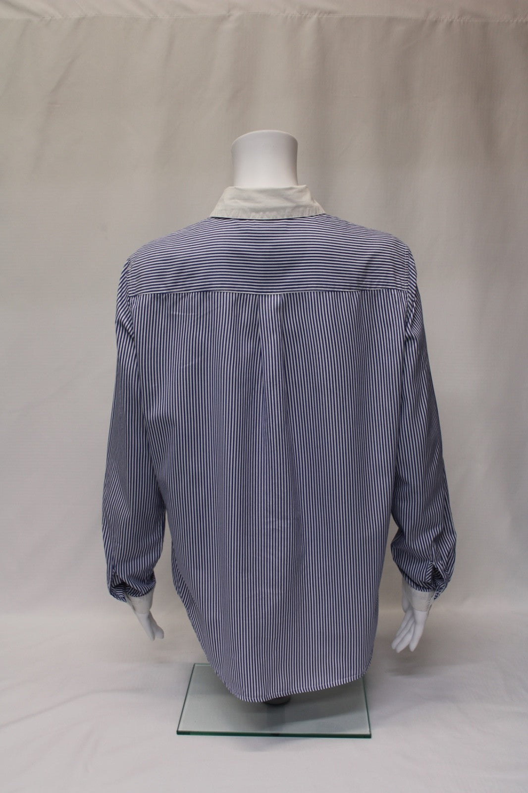 Alec Les Filles Casual Striped Full Button Down LS Blouse Top Women's Sz Small