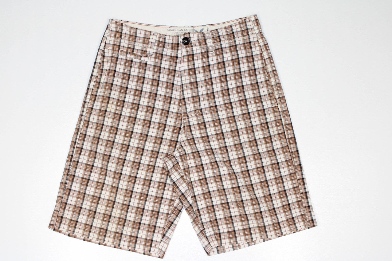 American Eagle Outfitters Men's Size 28 Plaid Shorts Brown White Black Vintage