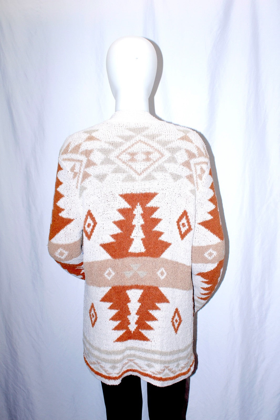 Alter'd State Aztec Print Sherpa Open Front Long Cardigan Women's Size Medium